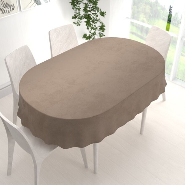 Biante Zamatový oválny obrus Velvet Prémium SVP-005 Svetlo hnedý 100x140 cm