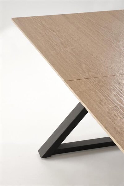 Halmar HENRY jedálenský stôl 180-300/100/75/13cm,MDF/oceľ, prírodná/čierna