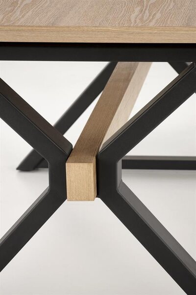 Halmar HENRY jedálenský stôl 180-300/100/75/13cm,MDF/oceľ, prírodná/čierna