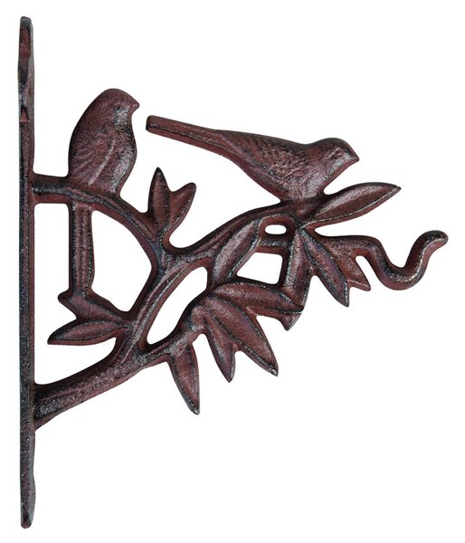 Liatinový držiak na kvetináč Birds, 18x22,5 cm, hnedá