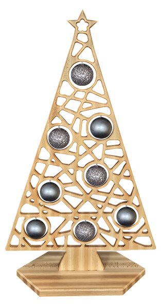 AMADEA Dekorácia strom na podstavci geometrický so sivými guľami, 110 x 65 cm, český výrobok