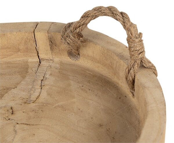Drevený guľatý podnos - Ø 35 * 6 cm - Clayre & Eef