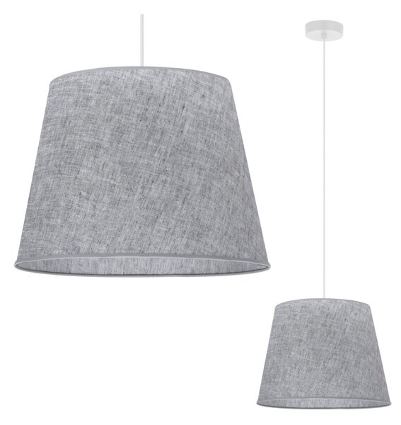 Závesné svietidlo Len1, 1x šedé textilné tienidlo, (fi 38 cm), w