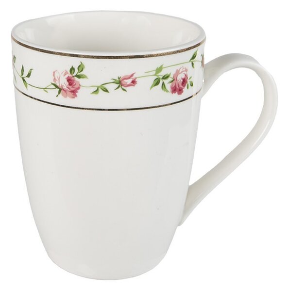 Porcelánový hrnček s ružičkami Cutty Rose - 12 * 8 * 10 cm / 300 ml - Clayre & Eef