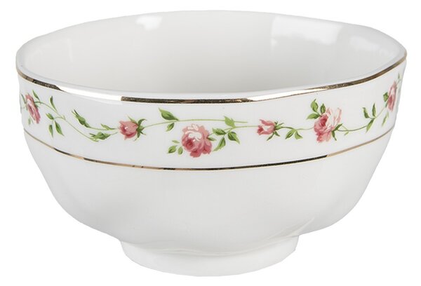 Porcelánová miska na polievku s ružičkami Cutty Rose - ∅ 11*6 cm / 300 ml - Clayre & Eef