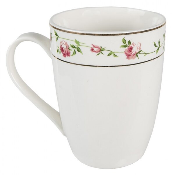 Porcelánový hrnček s ružičkami Cutty Rose - 12 * 8 * 10 cm / 300 ml - Clayre & Eef