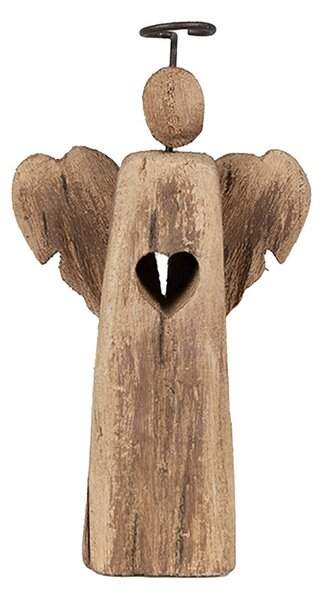 Dekorácia drevený anjel Antique so srdiečkom - 13*5*22 cm - Clayre & Eef