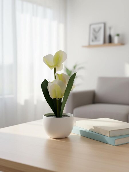 Sinsay - Dekoratívna rastlina v kvetináči – orchidea - krémová