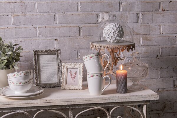 Porcelánová miska na polievku s ružičkami Cutty Rose - ∅ 11*6 cm / 300 ml - Clayre & Eef