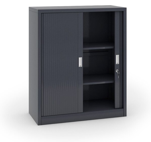 Kovová skriňa s roletovými dverami, 1200 x 1000 x 450 mm, tmavo sivá
