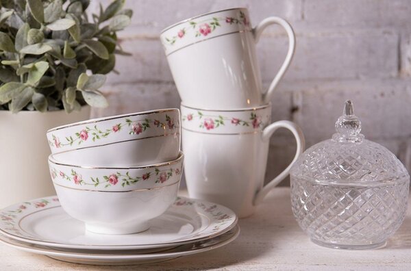 Porcelánová miska na polievku s ružičkami Cutty Rose - ∅ 11*6 cm / 300 ml - Clayre & Eef