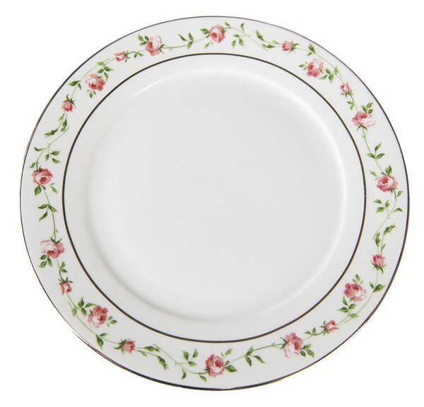Porcelánový dezertný tanier s ružičkami Cutty Rose - ∅ 21*2 cm - Clayre & Eef