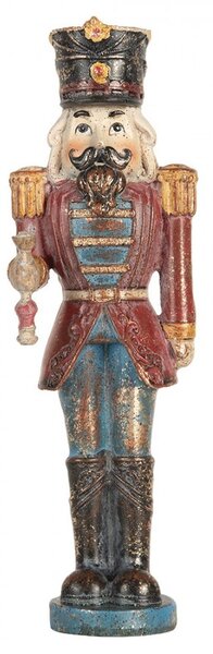 Modro-červená dekorácia Luskáčik Nutcracker - 7*6*21 cm - Clayre & Eef