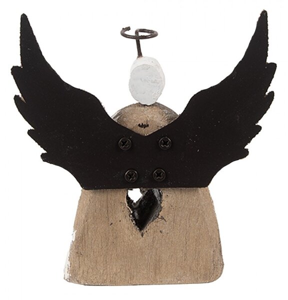 Dekorácia drevená figúrka anjel so srdiečkom Angel Rustic S - 11*5*11 cm - Clayre & Eef