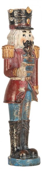 Modro-červená dekorácia Luskáčik Nutcracker - 7*6*21 cm - Clayre & Eef