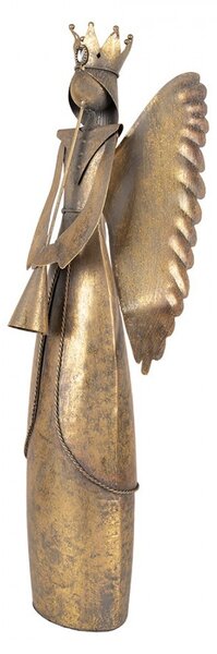Zlatá antik kovová dekorácia anjel Christmas Angel - 20*16*52 cm - Clayre & Eef