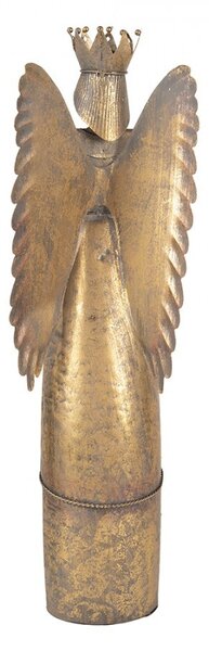 Zlatá antik kovová dekorácia anjel Christmas Angel - 20*16*52 cm - Clayre & Eef