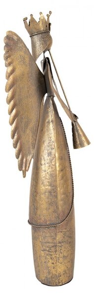 Zlatá antik kovová dekorácia anjel Christmas Angel - 20*16*52 cm - Clayre & Eef