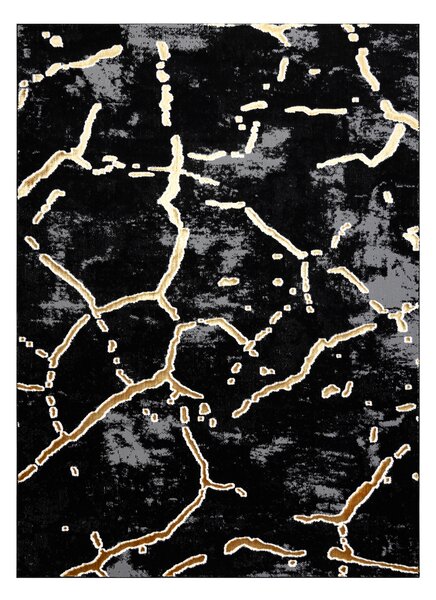 Dywany Łuszczów, Kusový koberec Allure 1967 black/gold, 80x150, čierna, kancelária