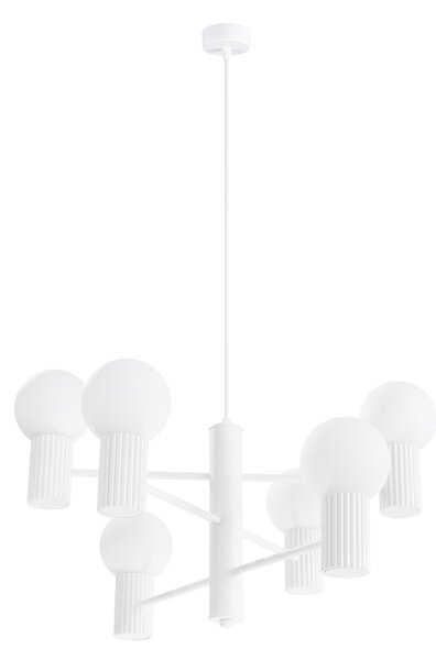 Luster Halo, 6x biele sklenené tienidlo, w