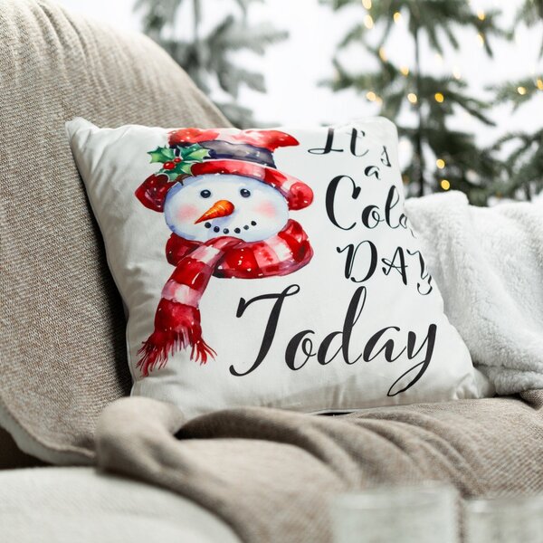 VIANOČNÁ DEKORAČNÁ OBLIEČKA NA VANKÚŠ SNOWMAN 45X45 CM VZOROVANÁ