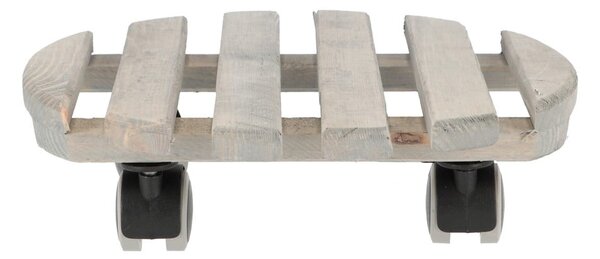Sivá drevená pojazdná podložka pod kvetináč Esschert Design, ø 28,7 cm