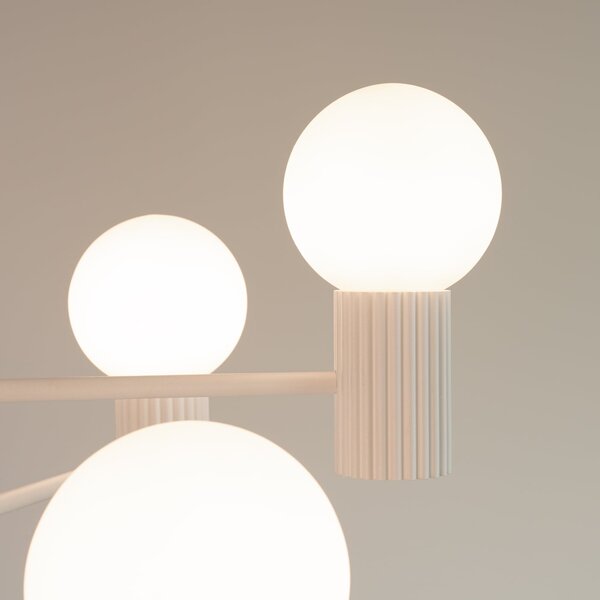 Luster Halo, 6x biele sklenené tienidlo, w