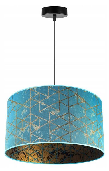 Závesné svietidlo Werona 4, 1x modré textilné tienidlo so vzorom, (fi 40cm), g
