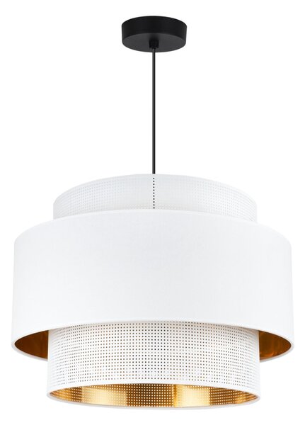 Závesné svietidlo Asti, 1x PVC/biele textilné tienidlo, (fi 45cm), g/c, b