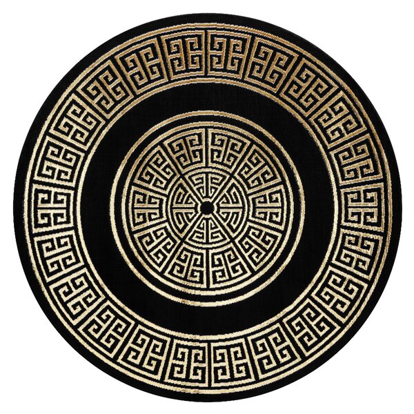 Dywany Łuszczów, Kusový koberec Allure 1968 black/gold kruh, 120x120 (priemer) kruh, čierna, kancelária