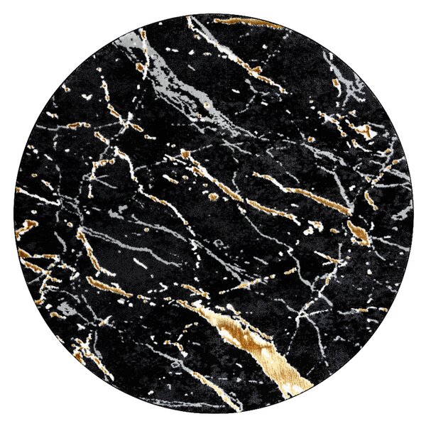 Dywany Łuszczów , Kusový koberec Allure 1963 black/gold kruh, 200x200 (priemer) kruh, čierna, kancelária