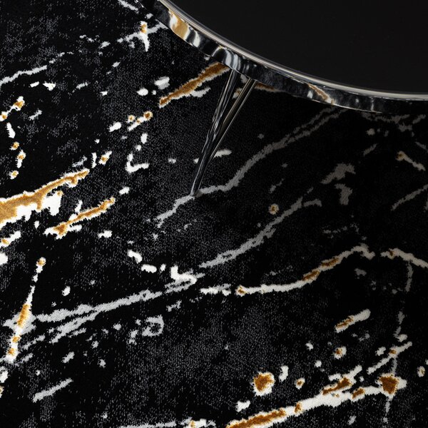 Dywany Łuszczów , Kusový koberec Allure 1963 black/gold kruh, 200x200 (priemer) kruh, čierna, kancelária