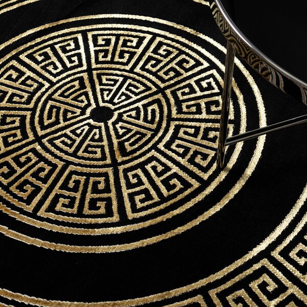 Dywany Łuszczów, Kusový koberec Allure 1968 black/gold kruh, 120x120 (priemer) kruh, čierna, kancelária