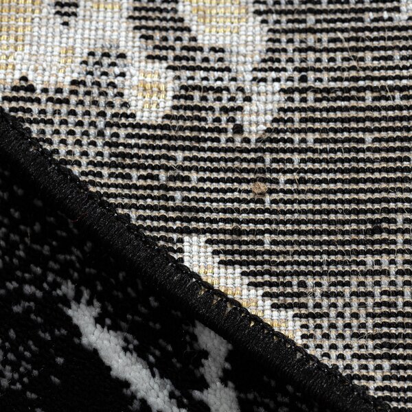 Dywany Łuszczów , Kusový koberec Allure 1963 black/gold kruh, 200x200 (priemer) kruh, čierna, kancelária