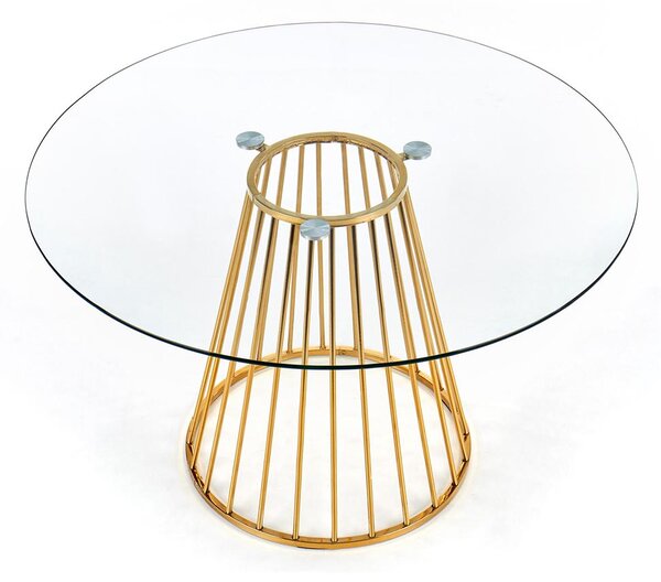 Okrúhly sklenený jedálenský stôl Liverpool - priehľadná / zlatá