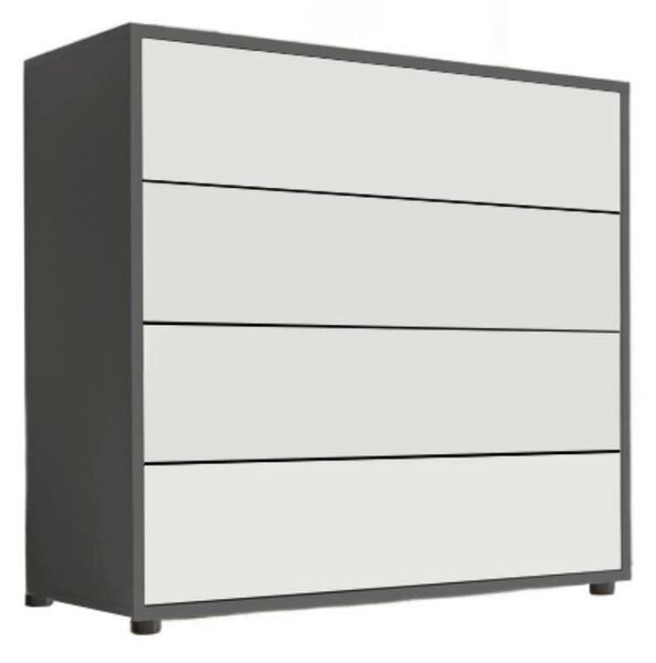 ŠIROKÁ KOMODA, antracitová, biela, 263,5/73/33 cm MID.YOU - Komody, Online Only