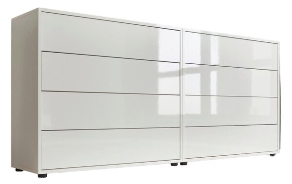 ŠIROKÁ KOMODA, biela, biela s vysokým leskom, 158/73/33 cm MID.YOU - Komody, Online Only
