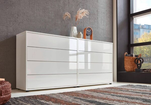 ŠIROKÁ KOMODA, biela, biela s vysokým leskom, 158/73/33 cm MID.YOU - Komody, Online Only