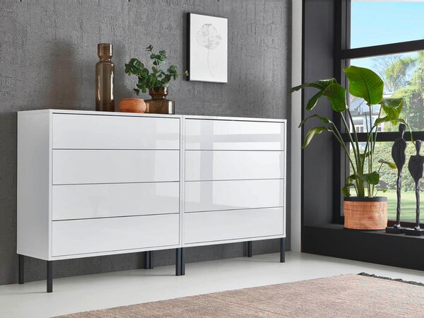 ŠIROKÁ KOMODA, biela, biela s vysokým leskom, 158/86/33 cm MID.YOU - Komody, Online Only