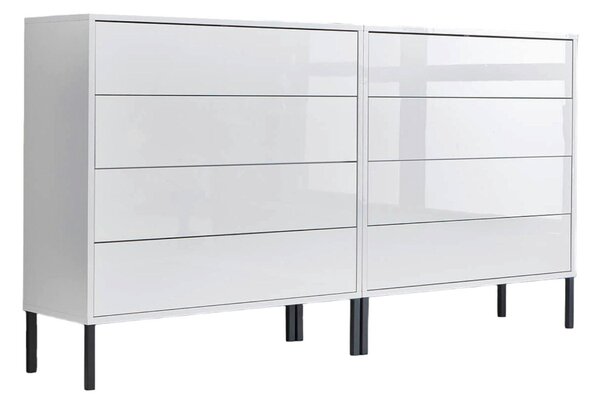 ŠIROKÁ KOMODA, biela, biela s vysokým leskom, 158/86/33 cm MID.YOU - Komody, Online Only