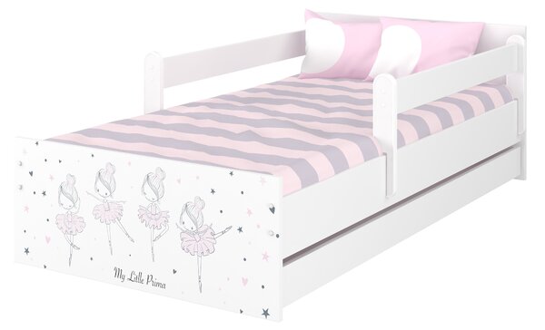 Detská posteľ MAX - 160x80 cm - RUŽOVÁ BALETKA - biela