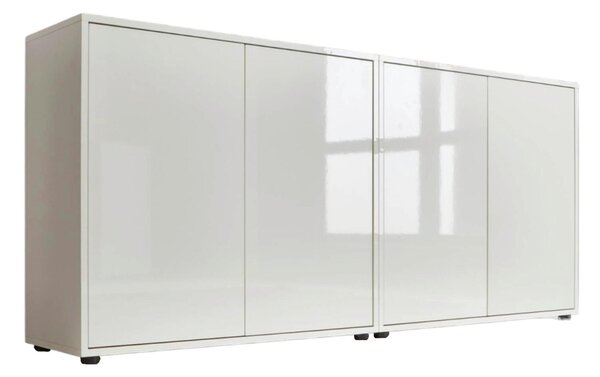 ŠIROKÁ KOMODA, biela, biela s vysokým leskom, 158/73/33 cm MID.YOU - Komody, Online Only