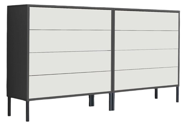 ŠIROKÁ KOMODA, antracitová, biela, 158/86/33 cm MID.YOU - Komody, Online Only