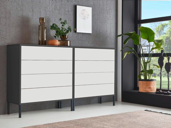 ŠIROKÁ KOMODA, antracitová, biela, 158/86/33 cm MID.YOU - Komody, Online Only