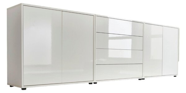 ŠIROKÁ KOMODA, biela, biela s vysokým leskom, 237/73/33 cm MID.YOU - Komody, Online Only