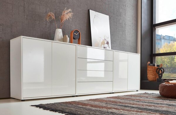 ŠIROKÁ KOMODA, biela, biela s vysokým leskom, 237/73/33 cm MID.YOU - Komody, Online Only