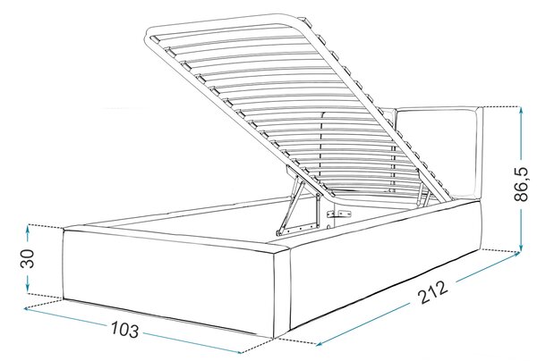 Čalúnená posteľ s úložným priestorom Izabela 90x200 - grafit
