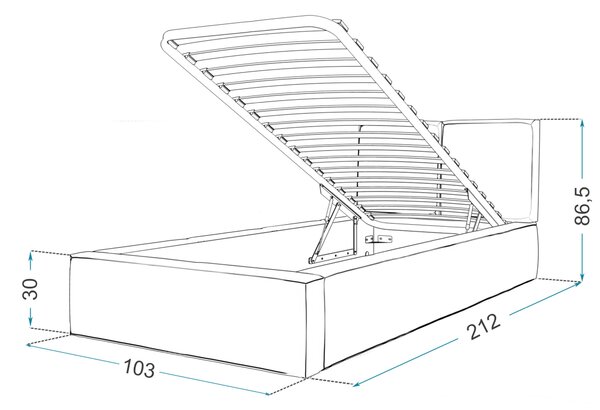 Čalúnená posteľ s úložným priestorom Izabela 90x200 - sivá