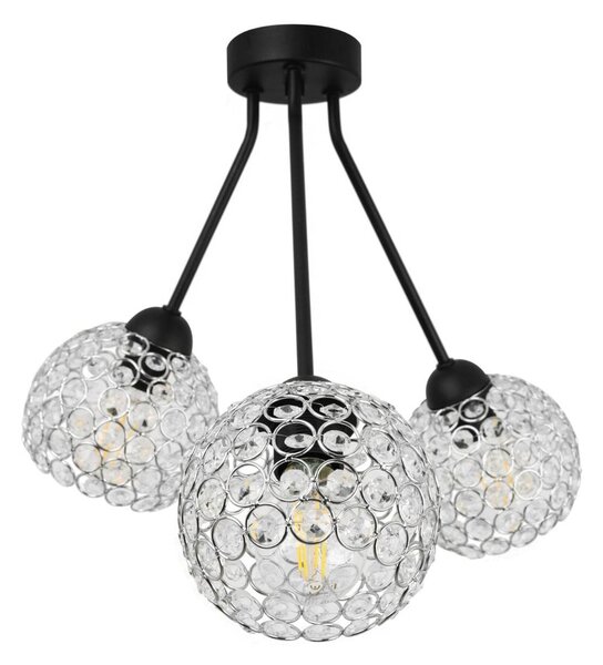 Stropné svietidlo Crystal Trio, 3x strieborné krištáľové tienidlo