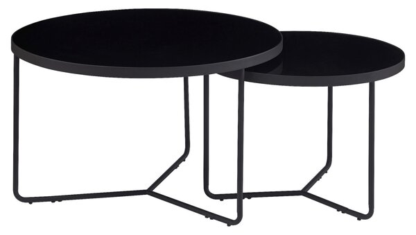 SADA KONFERENČNÝCH STOLÍKOV, čierna, kov, sklo, 60-80/60-80/44.5-49.5 cm MID.YOU - Stolíky do obývačky, Online Only